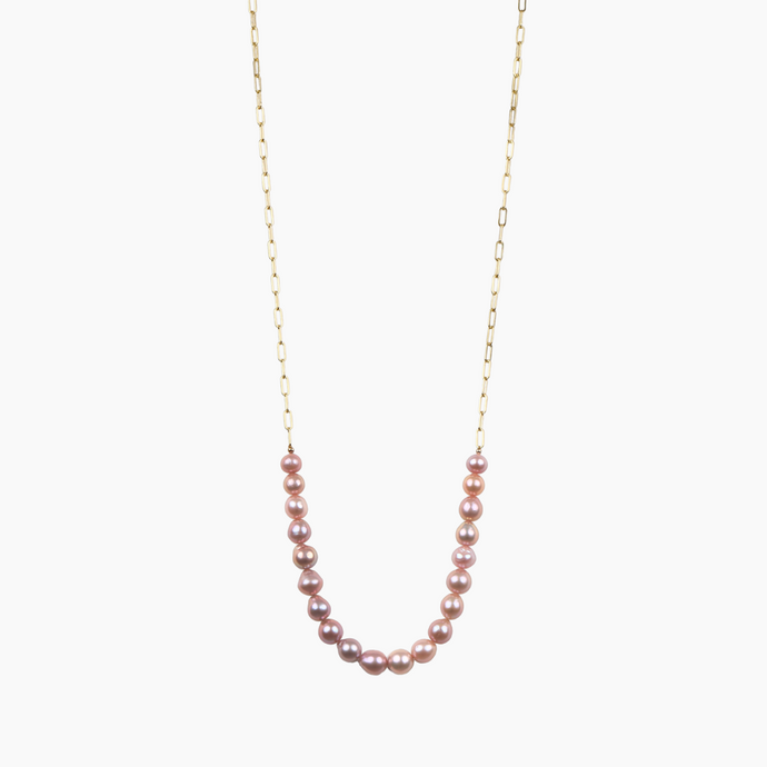 Long Ocean Pink Pearl Necklace