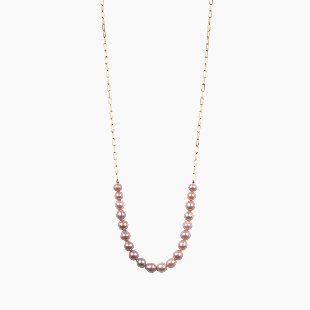 Long Ocean Pink Pearl Necklace