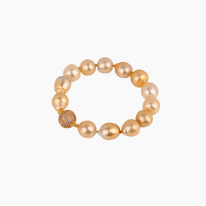 Large Golden South Sea Pearl Knotted Bracelet