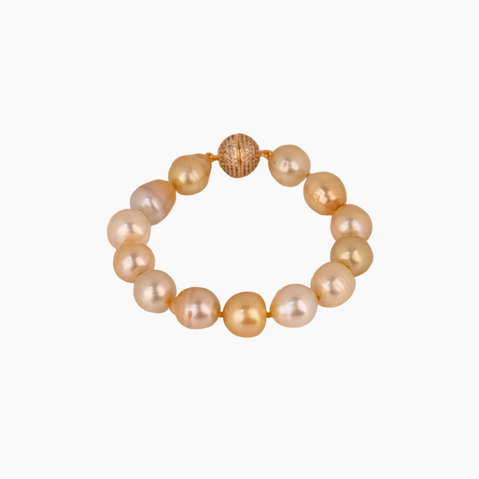 Large Golden South Sea Pearl Knotted Bracelet