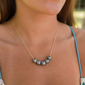 Floating Five Tahitian Pearl Necklace