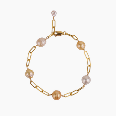 Lagoon Golden South Sea Pearl Station Bracelet