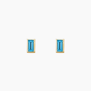 Swiss Blue Topaz Baguette Stud