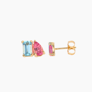 Cadence Aquamarine and Tourmaline Studs