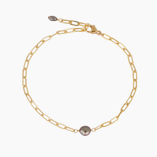 Tahitian Keshi Pearl Paperclip Bracelet