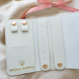 travel jewelry pouch white