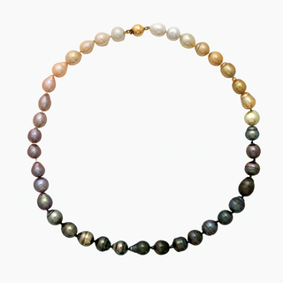 Rainbow Pearl Strand with gold clasp