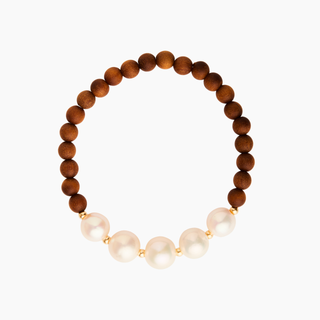 Elima White Pearl Sandalwood Bracelet