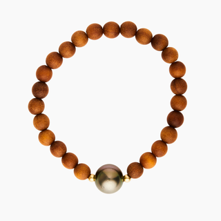 Single Tahitian Pearl Sandalwood Bracelet