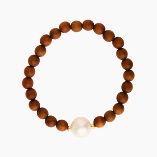 Single White Pearl Sandalwood Bracelet
