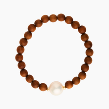 Load image into Gallery viewer, Single White Pearl Sandalwood Bracelet