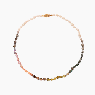 Rainbow keshi pearl strand in 14k gold 