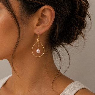 Teardrop Pink Keshi Pearl Earrings