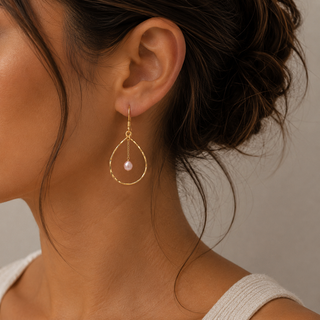 Teardrop Pink Keshi Pearl Earrings
