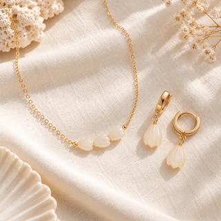 White Pikake Necklace & Huggie Earring Bundle