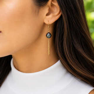 Louvre Peacock Tahitian Pearl Earrings
