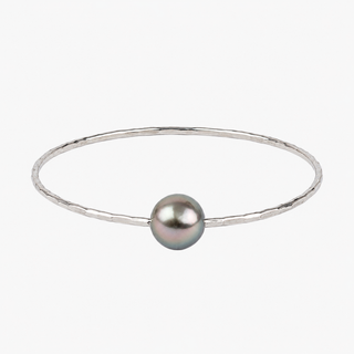 Silver Tahitian Pearl Bangle
