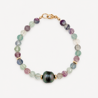 Aura Fluorite Peacock Tahitian Pearl Bracelet