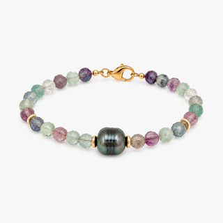 Aura Fluorite Peacock Tahitian Pearl Bracelet