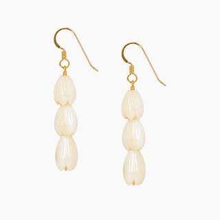 Triple White Pikake Drop Earrings