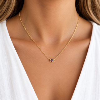 Amethyst Solitaire Birthstone Necklace