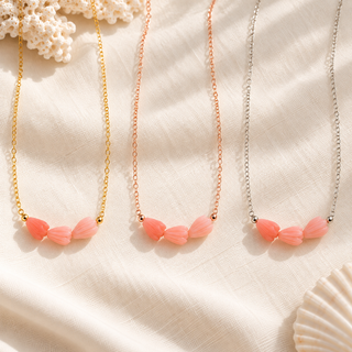 Triple Pink Pikake Necklace