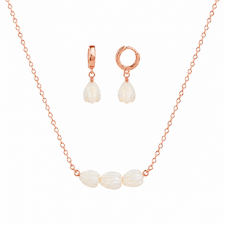 White Pikake Necklace & Huggie Earring Bundle