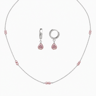 Pink Keshi Pearl Necklace & Huggie Earring Bundle
