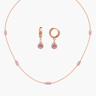 Pink Keshi Pearl Necklace & Huggie Earring Bundle