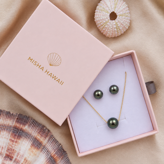 Floating Tahitian Pearl Necklace & Stud Earring Bundle