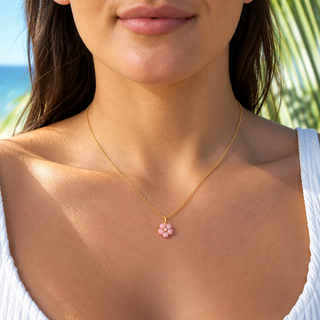 Pink Plumeria Mother of Pearl Charm