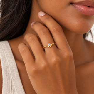 Chevron CZ Ring