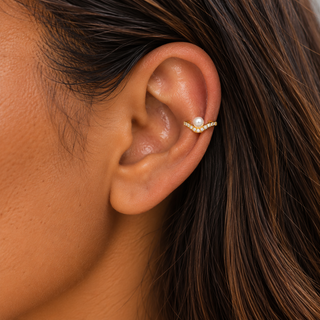 White Pearl CZ Ear Cuff