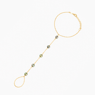 Enhanced Akoya Keshi Pearl Hand Chain Bracelet
