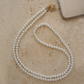Crossbody White Pearl Phone Strap