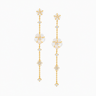 Long White Plumeria Earrings