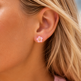 Tiny Pink Pua Mother of Pearl Stud Earring