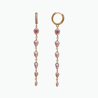 Pink Keshi pearl huggie earrings in gold