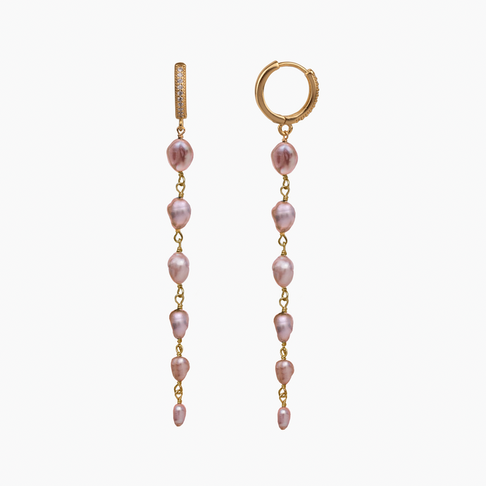 Elima Pink Freshwater Keshi Pearl Huggies