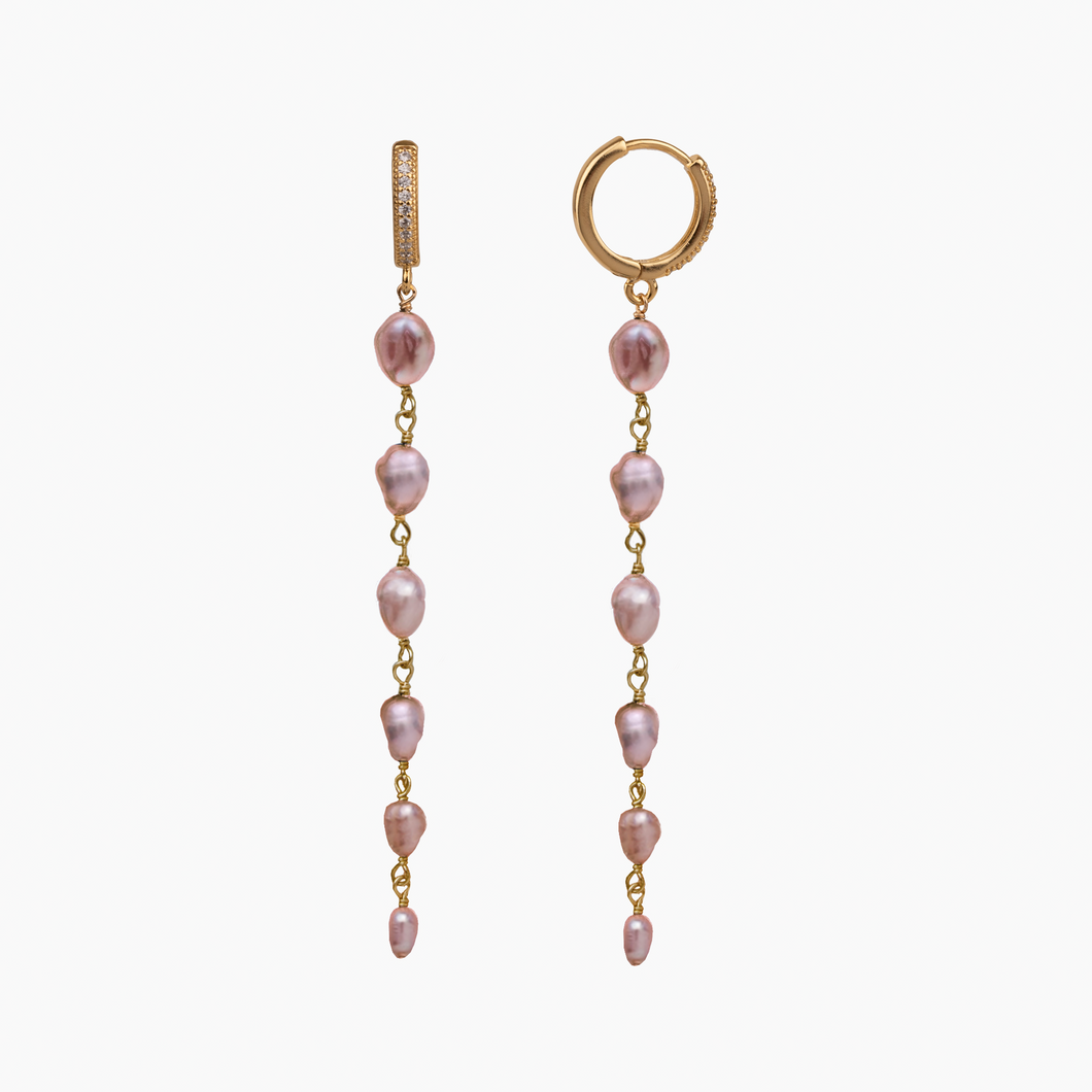 Elima Pink Freshwater Keshi Pearl Huggies