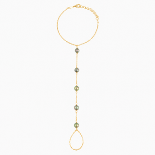 Enhanced Akoya Keshi Pearl Hand Chain Bracelet