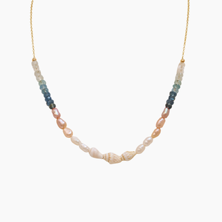 Fern Aquamarine Keshi Pearl Necklace