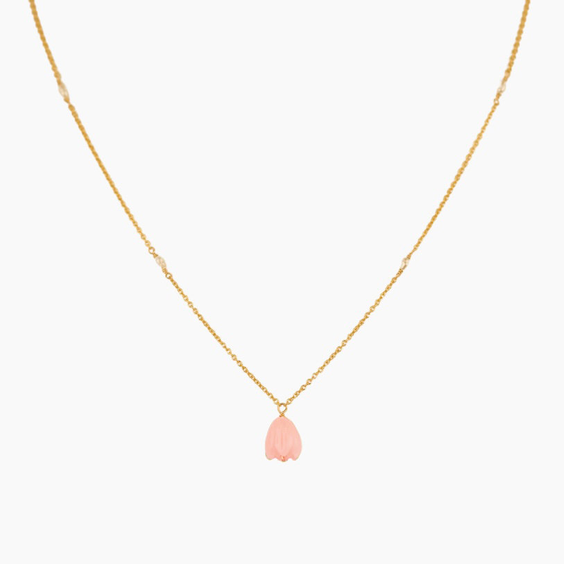 Pink Pikake White Keshi Pearl Necklace – MishaHawaii