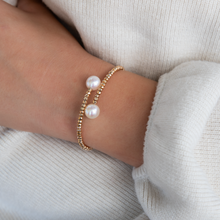 画像をギャラリービューアに読み込む, Gold Hematite White Pearl Coil Bracelet