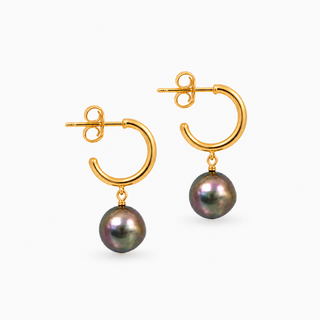 Mini Tahitian Pearl Hoop Earrings