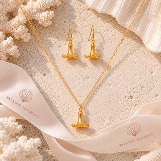Single Puakenikeni Necklace & Earrings Set