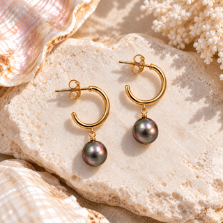 Mini Tahitian Pearl Hoop Earrings