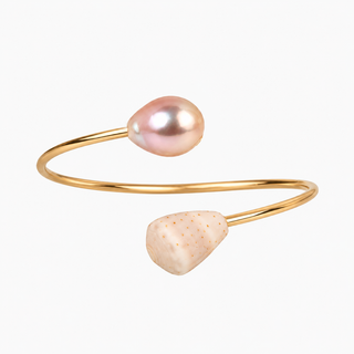 Pink Pearl & Cone Shell Cuff
