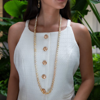 golden south sea pearl strand long on model