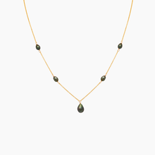Load image into Gallery viewer, Tahitian Keshi black pearl necklace in gold handcrafted in Hawaii